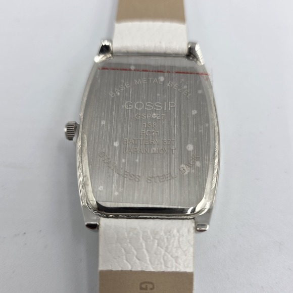 Gossip Watch Womens Quartz Multicolor White Leather Rectangle Silver Tone GSP727 - Picture 3 of 8